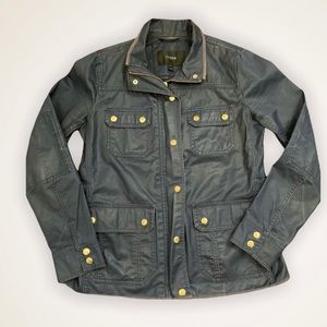 J Crew Boyfriend Field Jacket Navy Blue Women’s Small Waxed Cotton